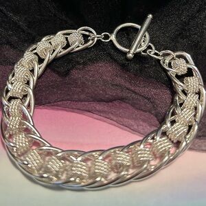 925 Sterling Silver Many Circle Charm Chain Bracelet
